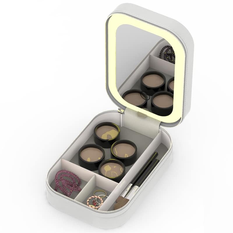 Portable Makeup Case with Rechargeable LED Mirror