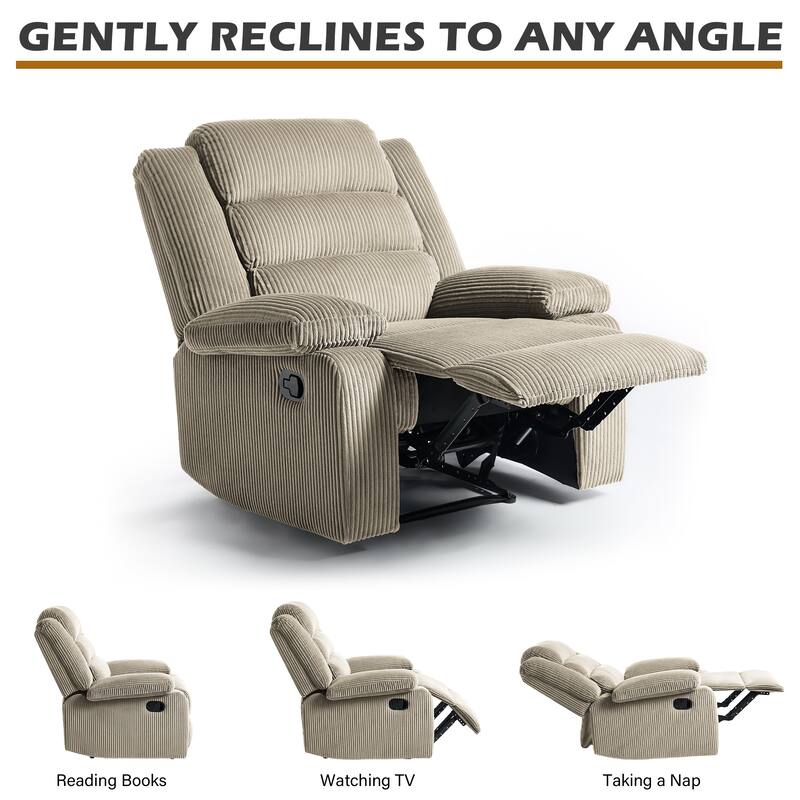 Classic Corduroy Upholstered Push Back Manual Recliner Chair(Set of 2)
