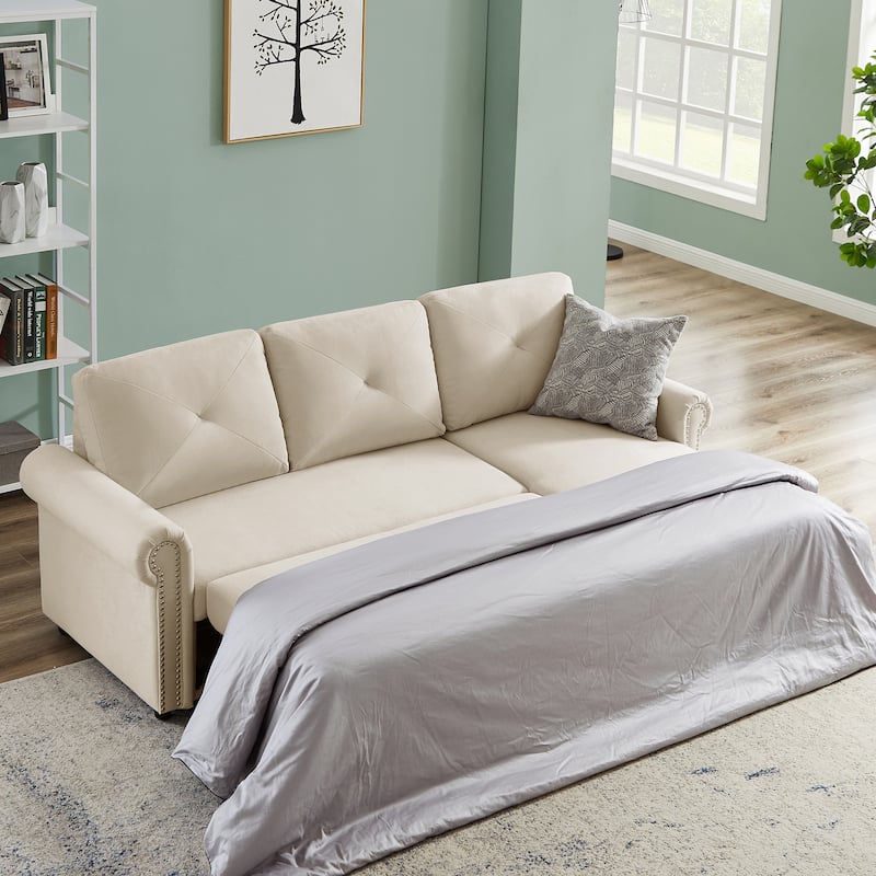 83" L-Shape Sectional Sofa with Storage Chaise - Beige