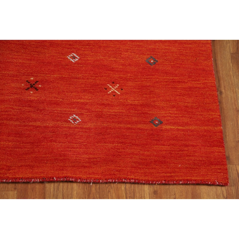 Hand Knotted Oriental 100% Wool Carpet Tribal Tribal Oranges & Rust Gabbeh Area Rug - 7' 11'' X 5' 2''