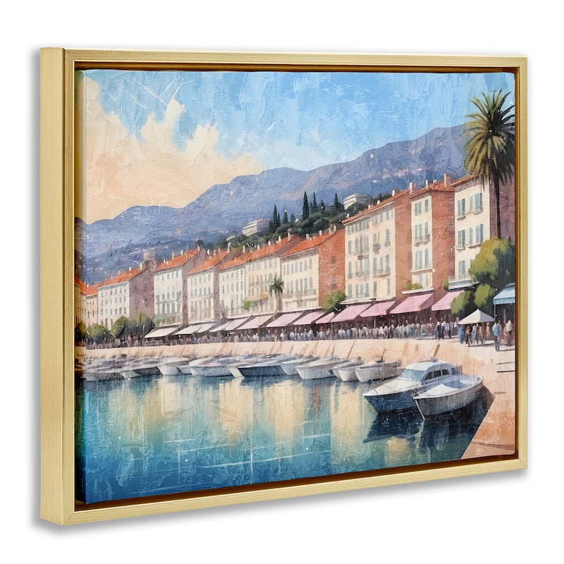 Stupell Quaint Seaside Marina Framed Floater Canvas Wall Art Design By Kim Allen