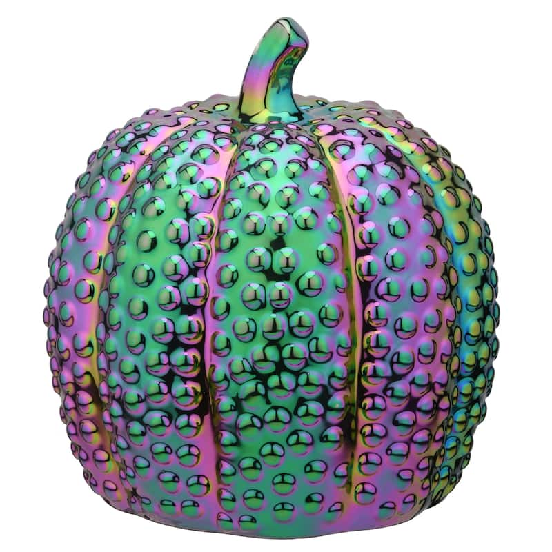 National Tree Company Halloween Iridescent Pumpkin Decoration, 10 Inches - 10 in
