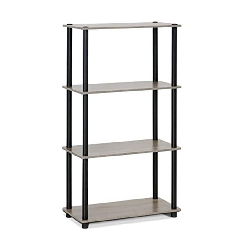 4 Tiers Wood Household Shelving Unit in French Oak/Black (23.6 in. W x 43.25 in. H x 11.6 in. D) - 23.6