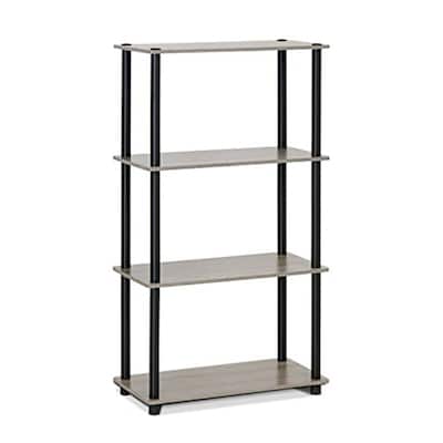 4 Tiers Wood Household Shelving Unit in French Oak/Black (23.6 in. W x 43.25 in. H x 11.6 in. D) - 23.6