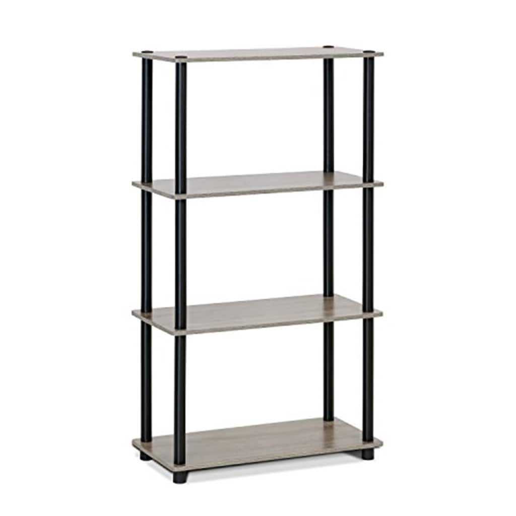 4 Tiers Wood Household Shelving Unit in French Oak/Black (23.6 in. W x 43.25 in. H x 11.6 in. D) - 23.6