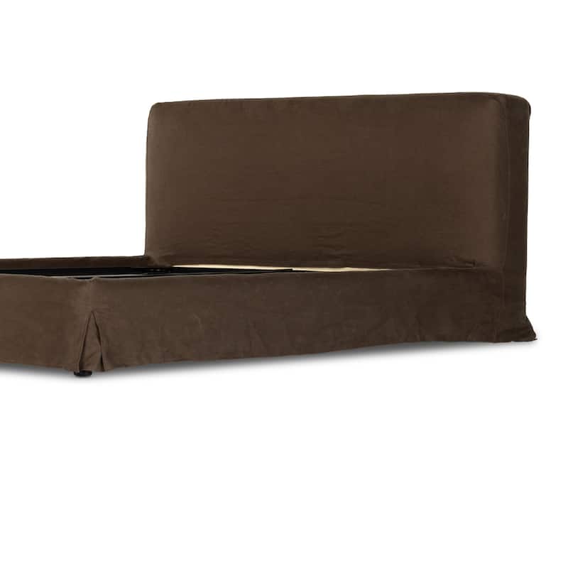 Quinn Slipcover Bed-Brussels Coffee-King