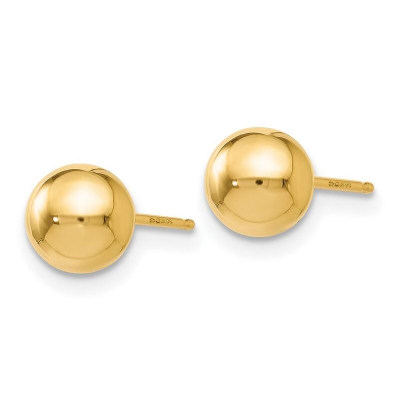 Curata 14k Yellow Gold Polished 6mm Ball Post Earrings