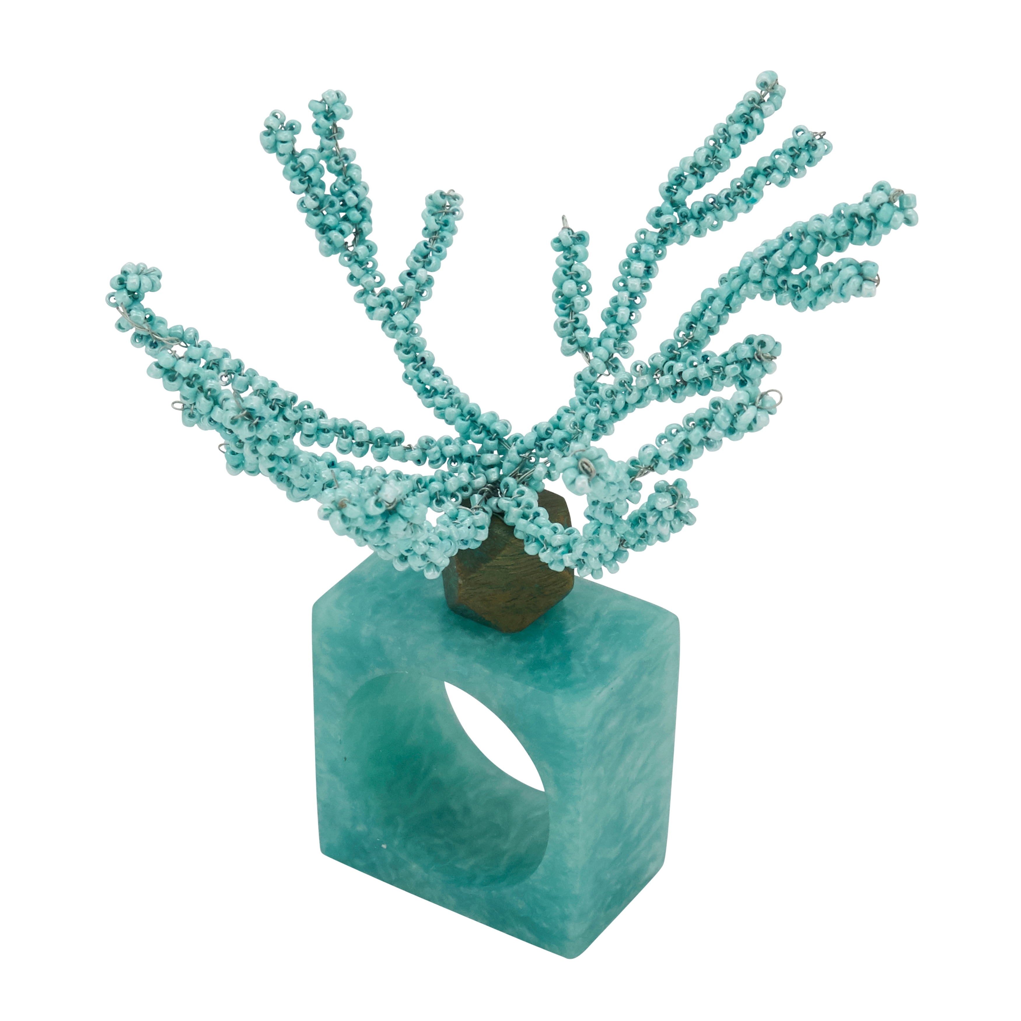 Coral Breeze Beaded Resin Napkin Ring (Set of 4)