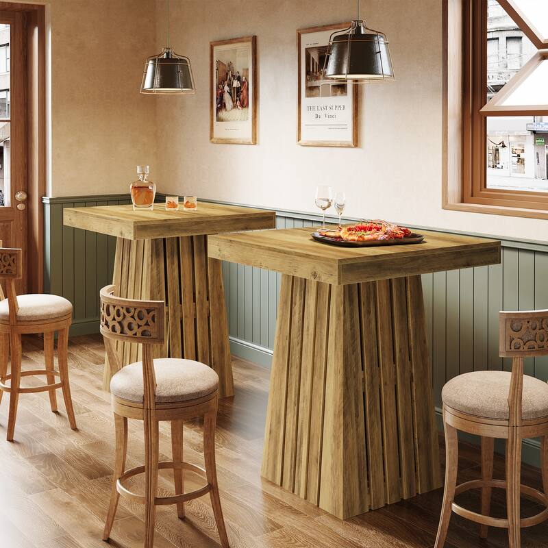 37.8 Inches Square Bar Table, Bar Height Pub Table for Kitchen, Living Room - 31.5" L x 31.5" W x 37.8" H