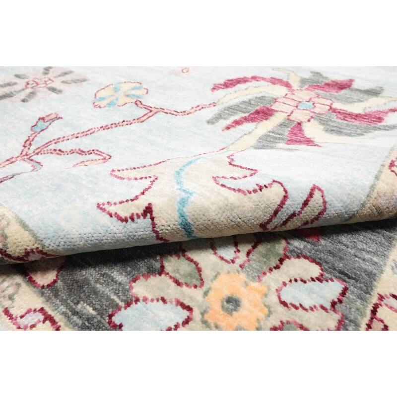 Hand Knotted Trendy Designer Oushak Aqua,Gray Persian Wool Modern & Contemporary Oriental Area Rug (9x12) - 9' 6'' x 12' 2''