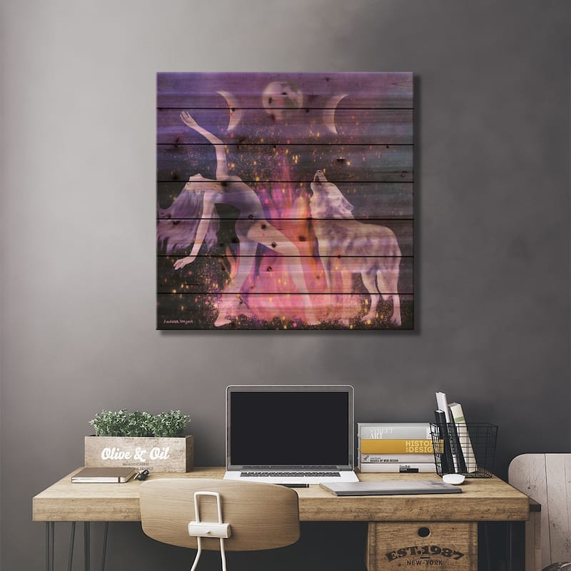 In Flames Print On Wood by Andrea Hrnjak - Multi-Color