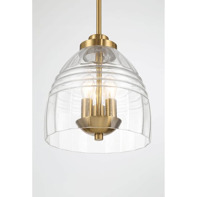 Three Candle Lights Chain Pendant With Clear Glass - Satin Brass