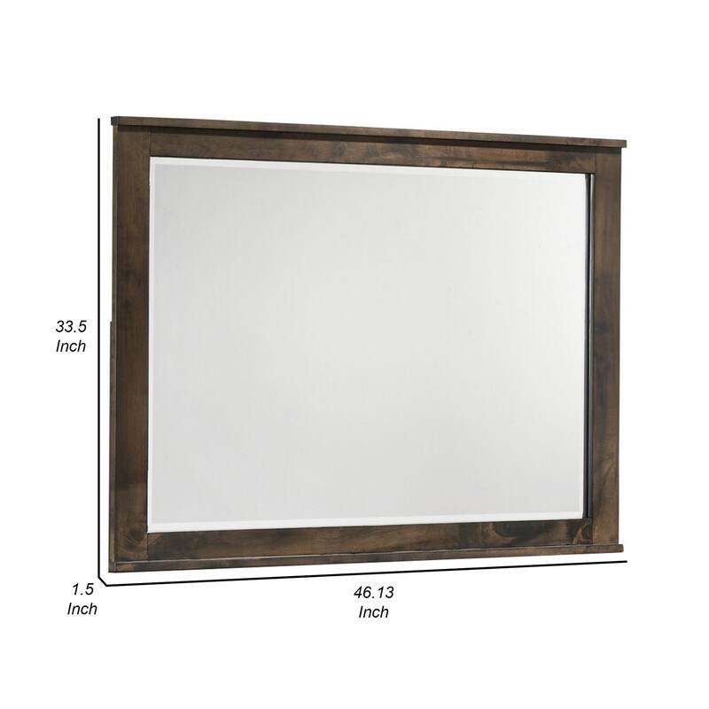 Bora 34 x 46 Dresser Mirror, Square, Solid Reclaimed Wood, Rustic Gray