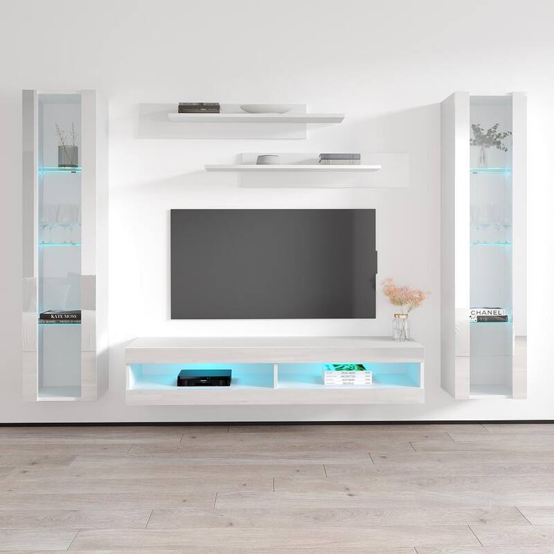 Fly AB2 34TV Wall Mounted Floating Modern Entertainment Center - White