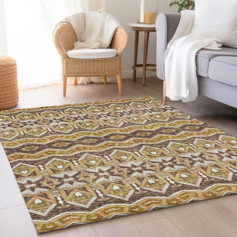 Premium Washable Super Soft Moroccan Global Mayfield Rug - Gold - 9' x 12'