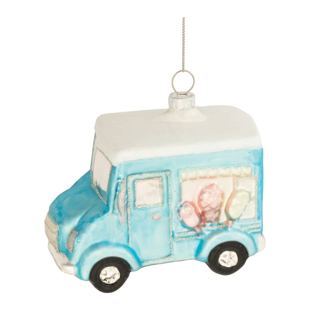 Glass Ice Cream Truck Ornament (Set of 12) - N/A