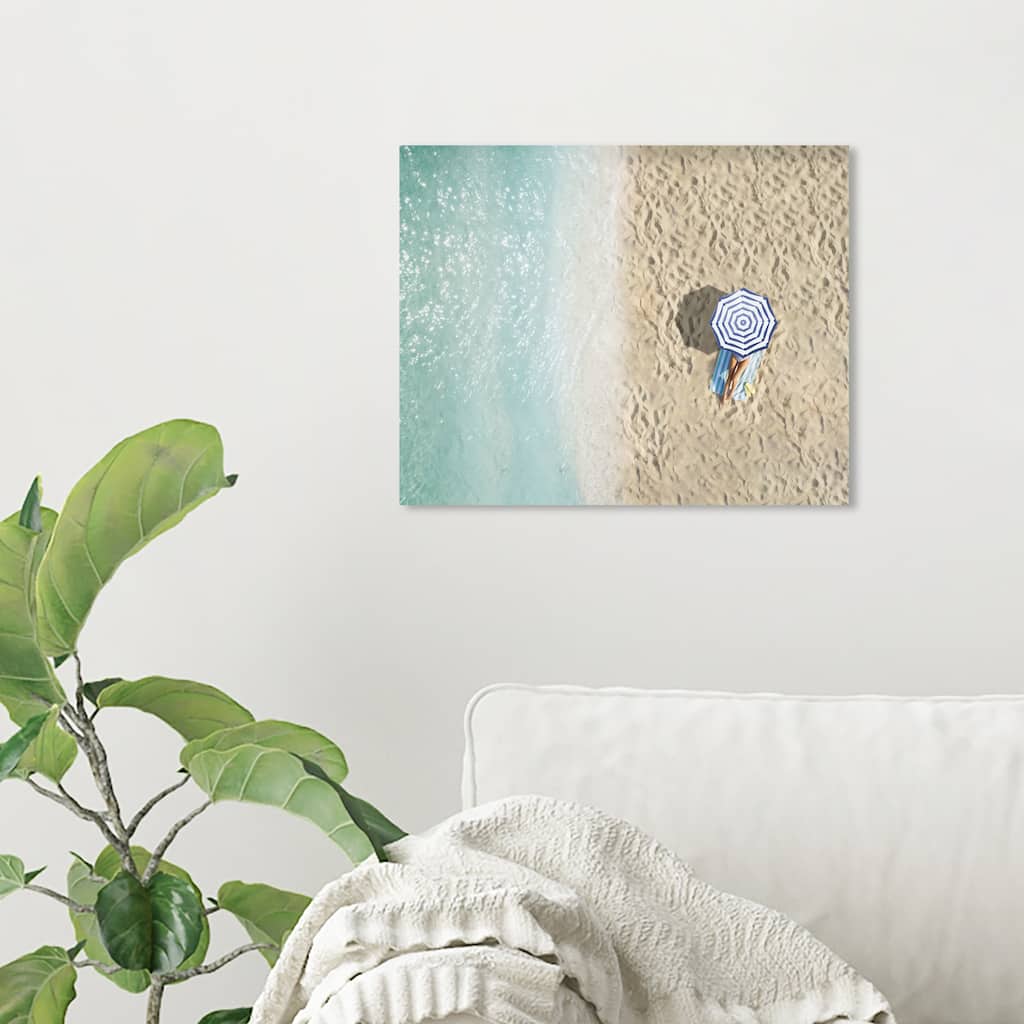 Wynwood Studio Fashion and Glam The beach all for Me Blue and Light Brown Glam Wall Art Canvas Print