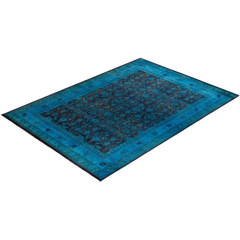 Fine Vibrance One-of-a-Kind Hand-Knotted Area Rug - Blue, 9' 0" x 11' 10" - 9' 0" x 11' 10"