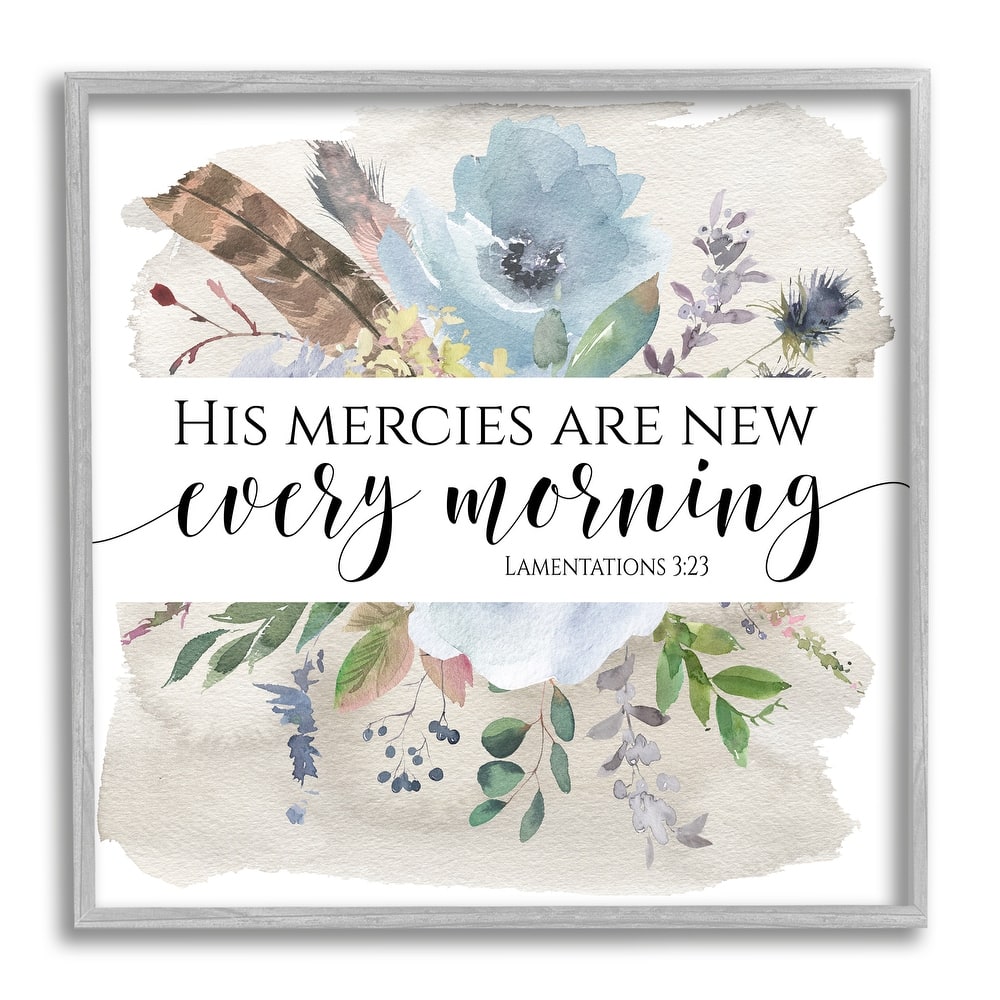 Stupell His Mercies Are New Lamentations 3:23 Blue Florals Framed Wall Art - Multi-Color