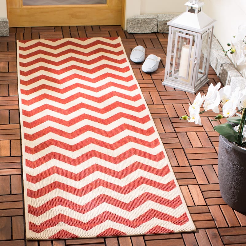 SAFAVIEH Courtyard Reeta Indoor/ Outdoor Waterproof Patio Backyard Rug - 2'3"x8' Runner - Red