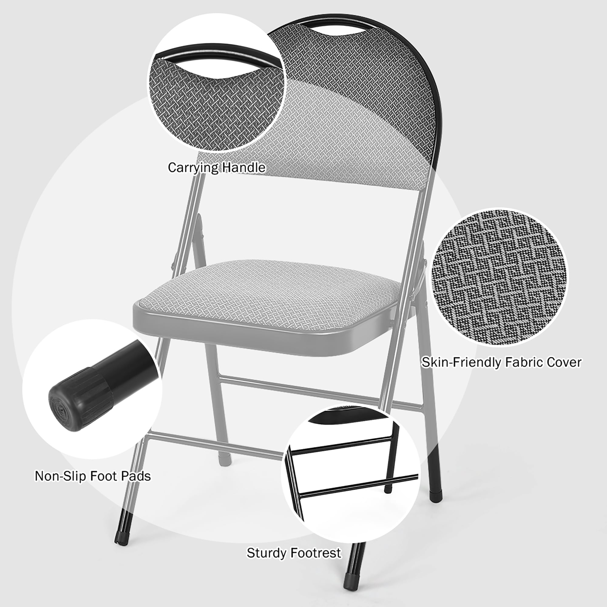 Padded metal folding chairs top