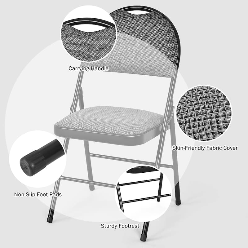 Metal Fabric Padded Folding Chair (Set of 6)
