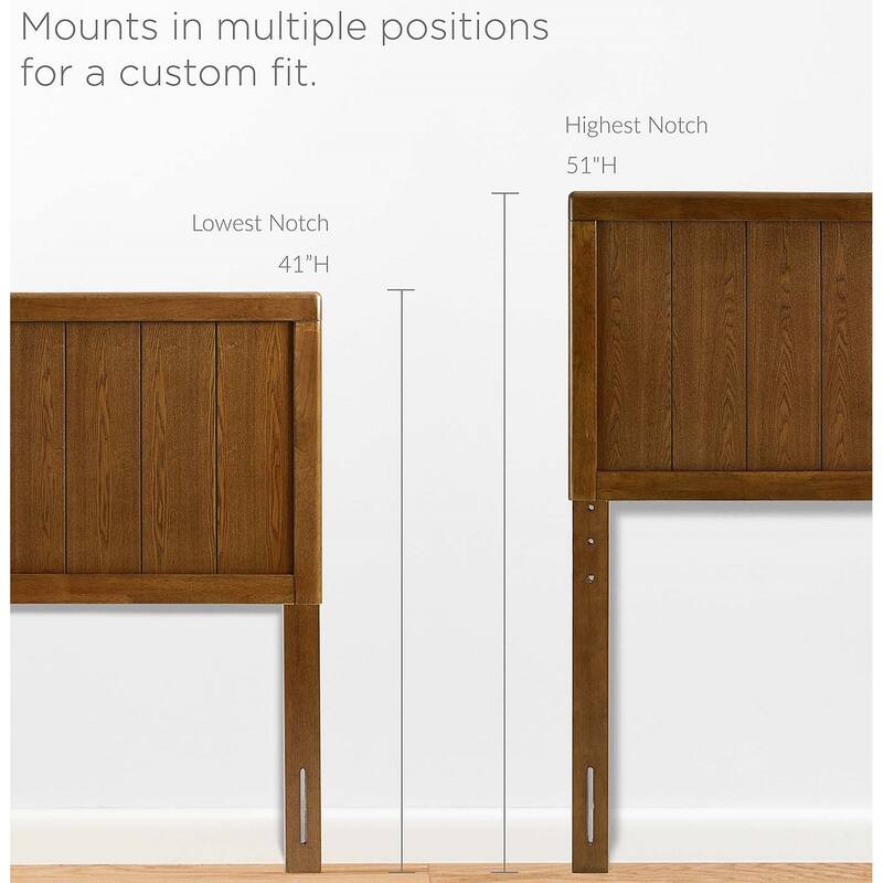 Widman Country Style Queen Size Walnut Wooden Headboard