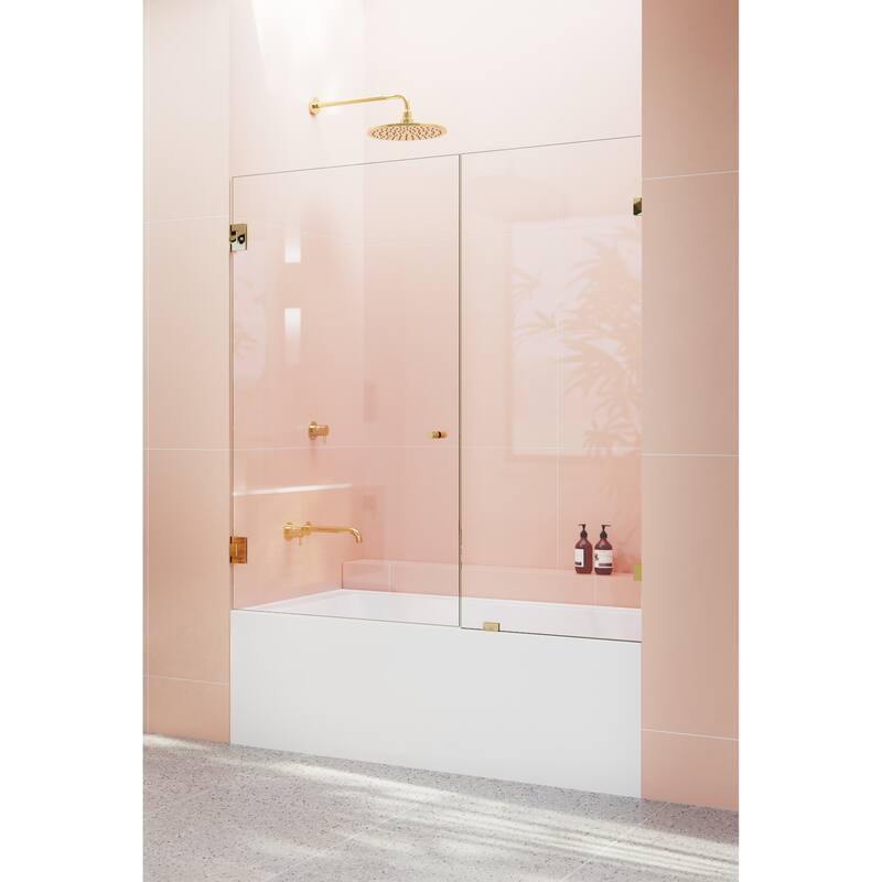 Glass Warehouse 58.25" x 52" Frameless Shower Bath Door - Wall Hinge