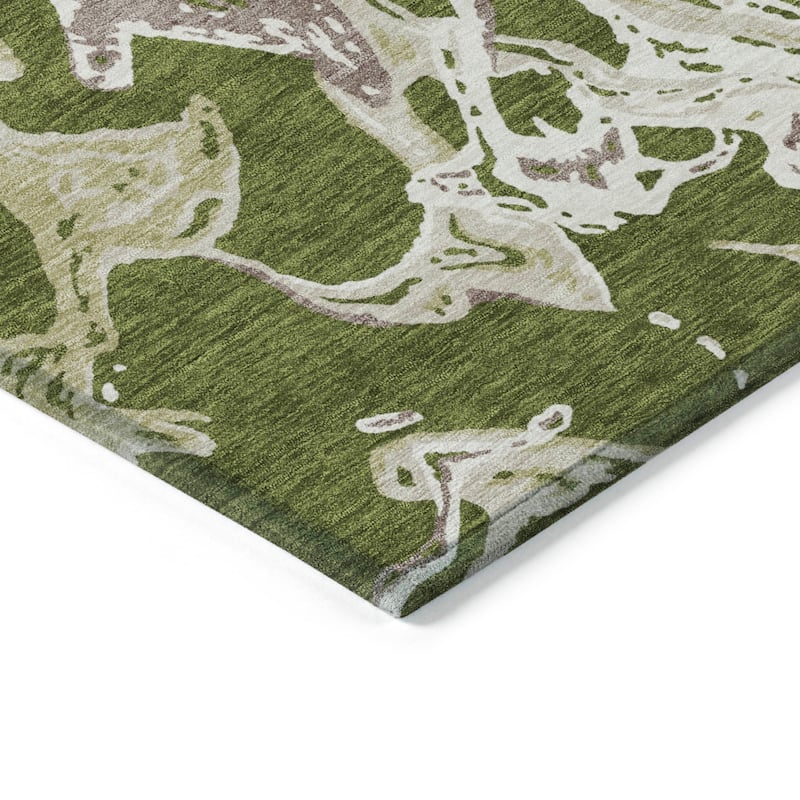 Machine Washable Indoor/ Outdoor Modern Wave Chantille Rug
