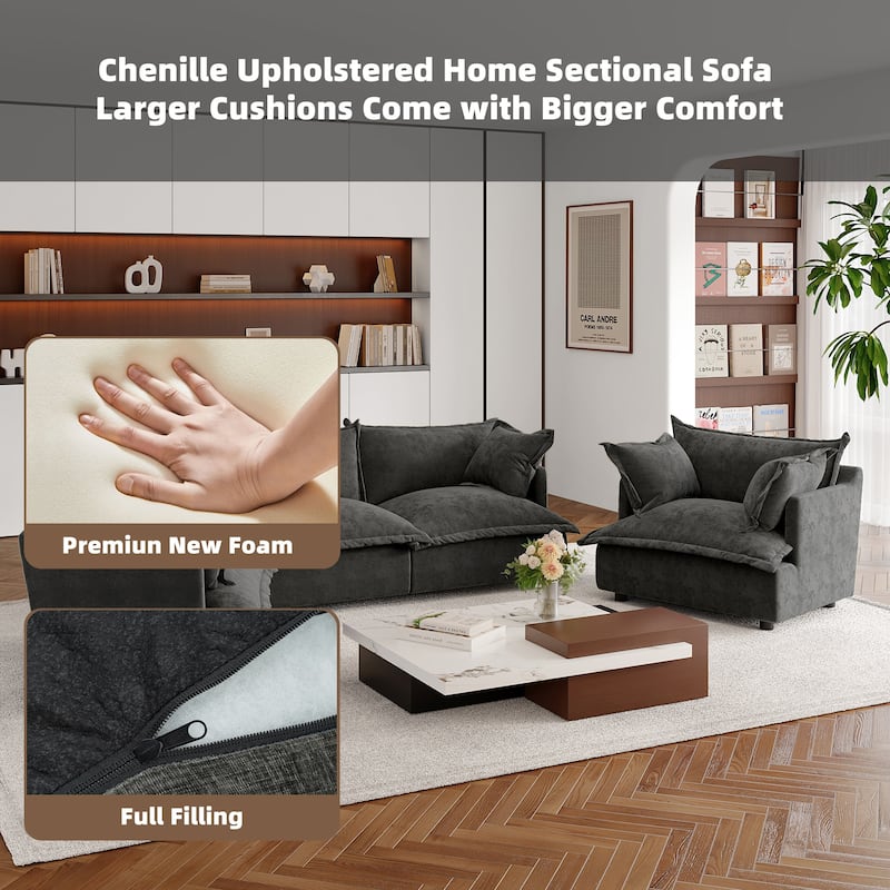 Double Layer Cushion Comfy Cloud Modular Sectional Sofa Set