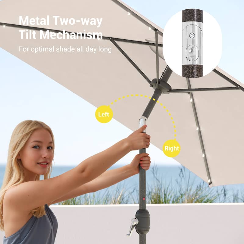 BONOSUKI 6.5x6.5Ft LED Patio Market Umbrella Weather-Resistant Frame