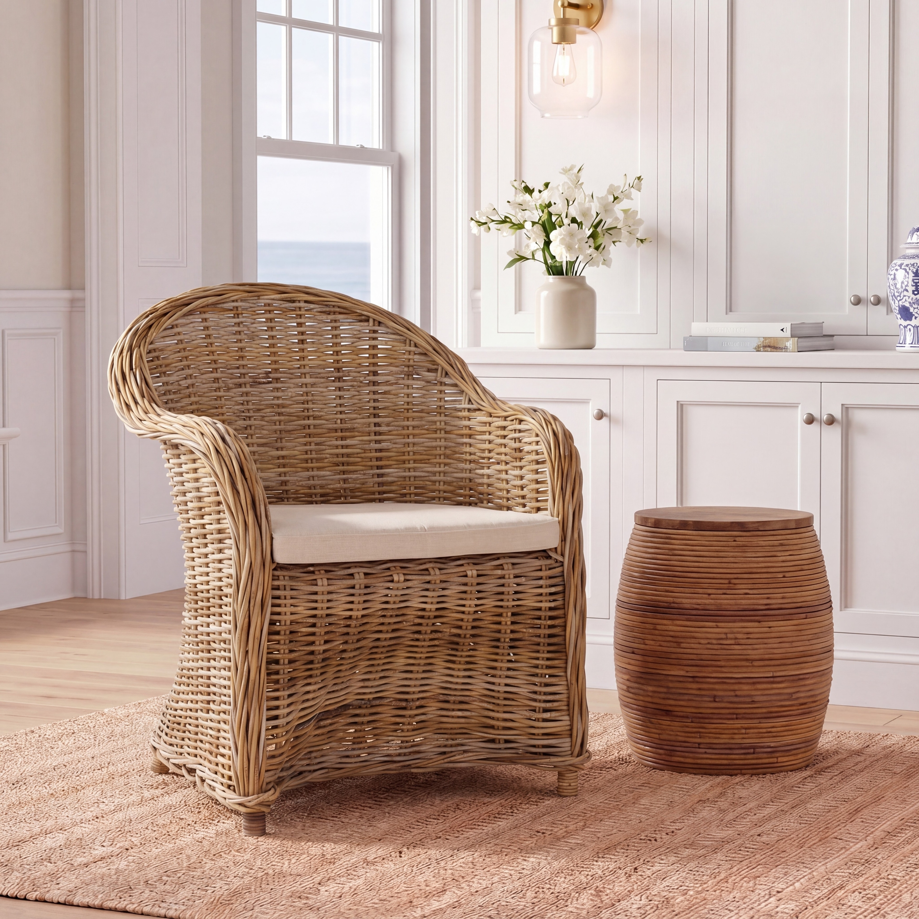 SAFAVIEH Heidrin Dining Grey Rattan Club Chair - 24"Wx23"Dx35"H