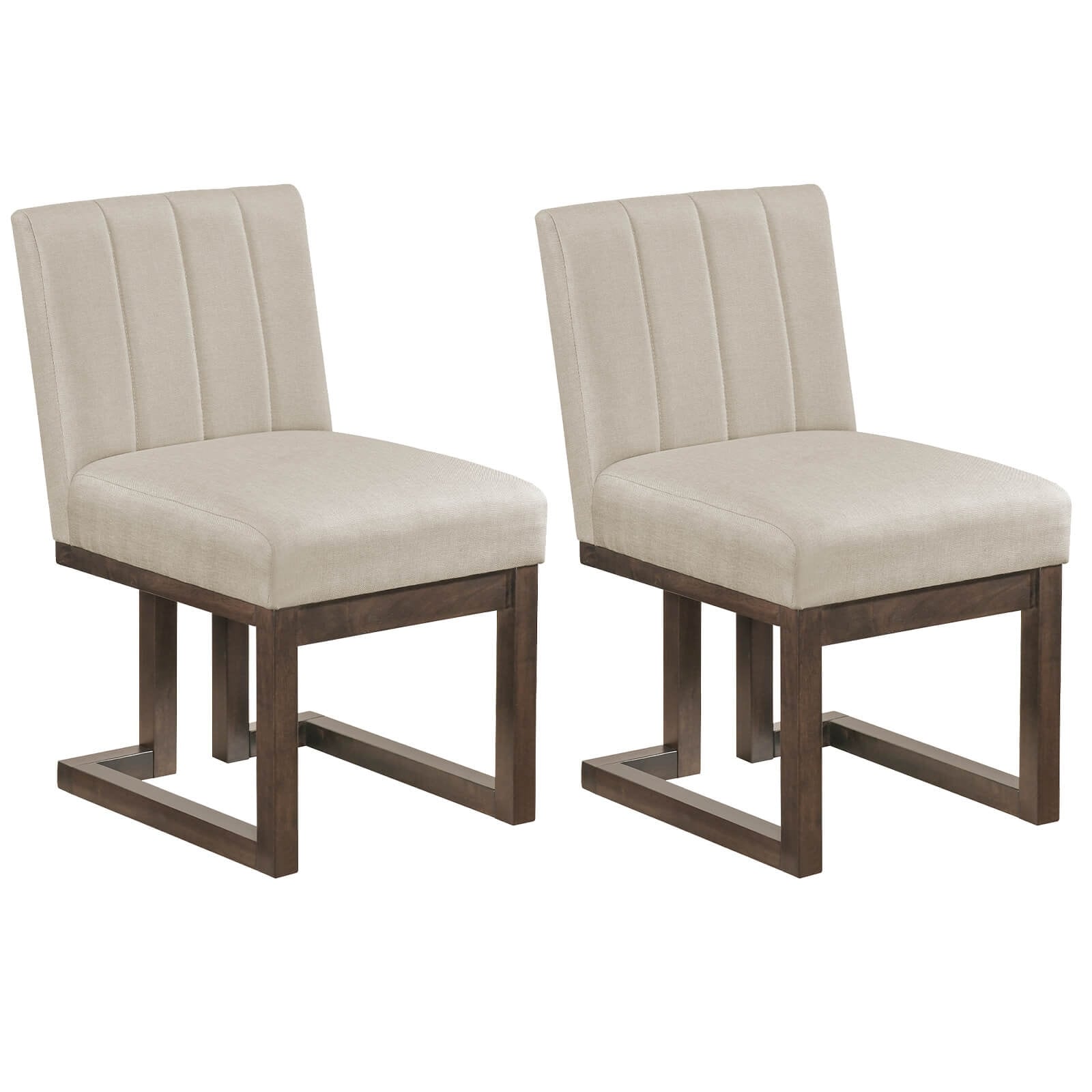 Costway 2/4PCS Wooden Dining Chairs Modern Farmhouse Fabric