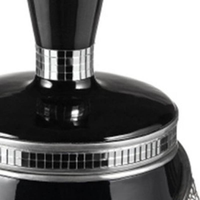 9" Black And Silver Resin Jewelry Box With Faux Crystals