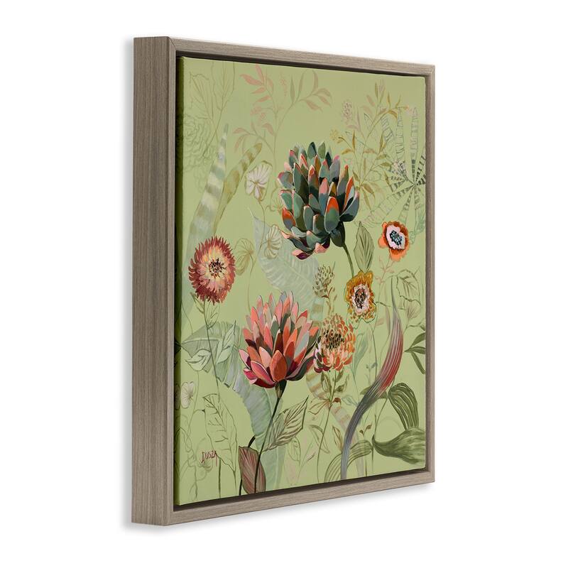 Stupell Traditional Vintage Foliage Framed Floater Canvas Wall Art Design By Dusza