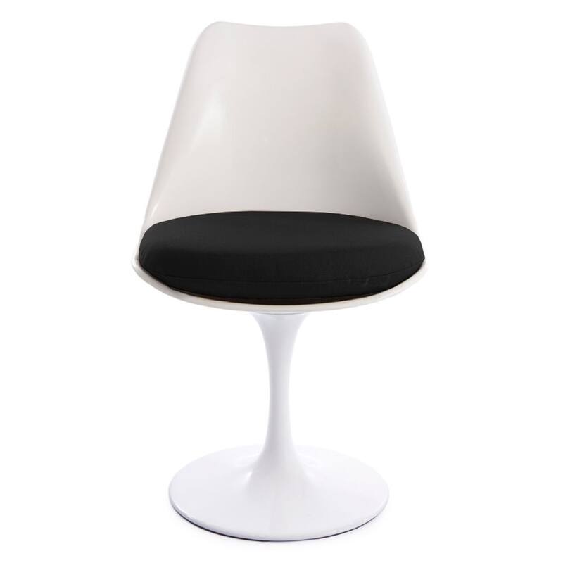Tulip White Armless Dining Chair With Black Seat (Set of 4) - H31.5 (SH17.5)x W19x D21.5