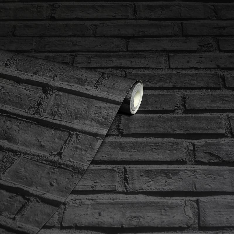 Arthouse Abner Black Brick Wallpaper