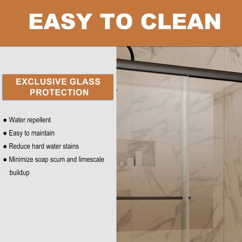 Traditional Sliding Shower Door with Clear Glass