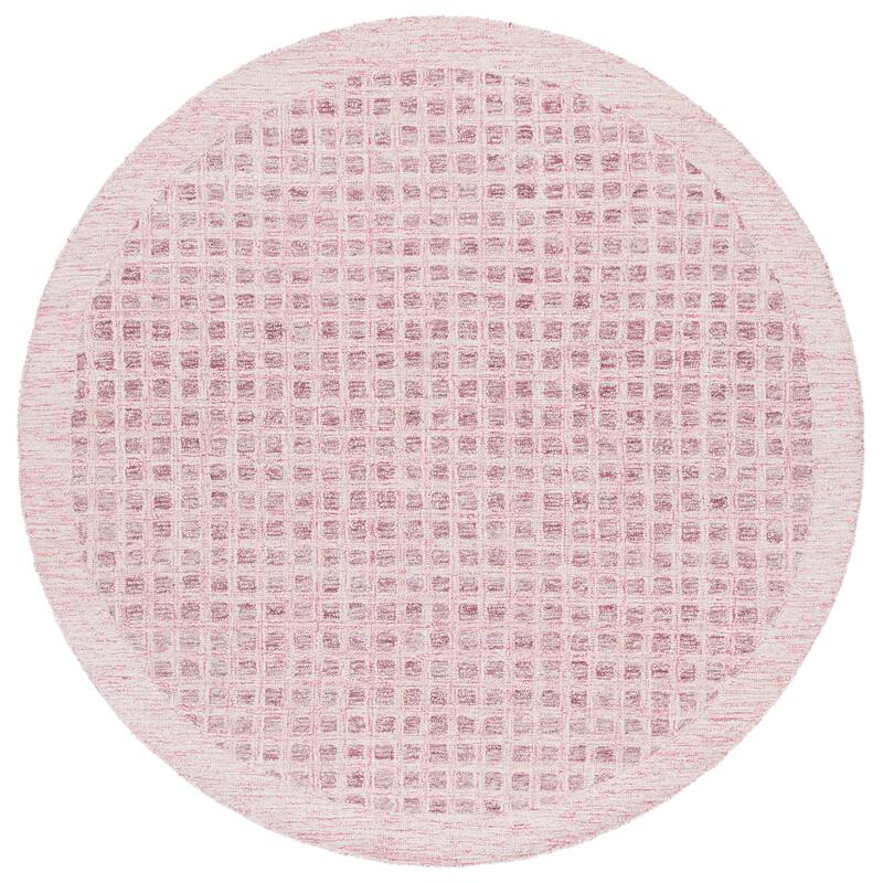 SAFAVIEH Handmade Abstract Nurcan Modern & Contemporary Wool Rug - 6' Round - Pink