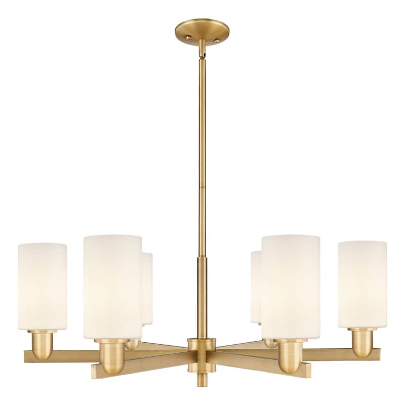 Innovations Lighting Endless Possibilities Arcadia - Clymer - 6 Light 34" Stem Hung Chandelier - Brushed Brass/Matte White