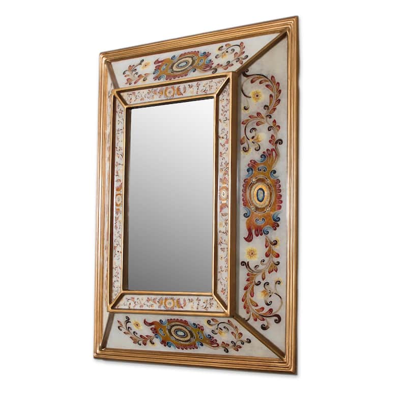 Novica Handmade Regal Majesty Reverse-Painted Glass Wall Mirror