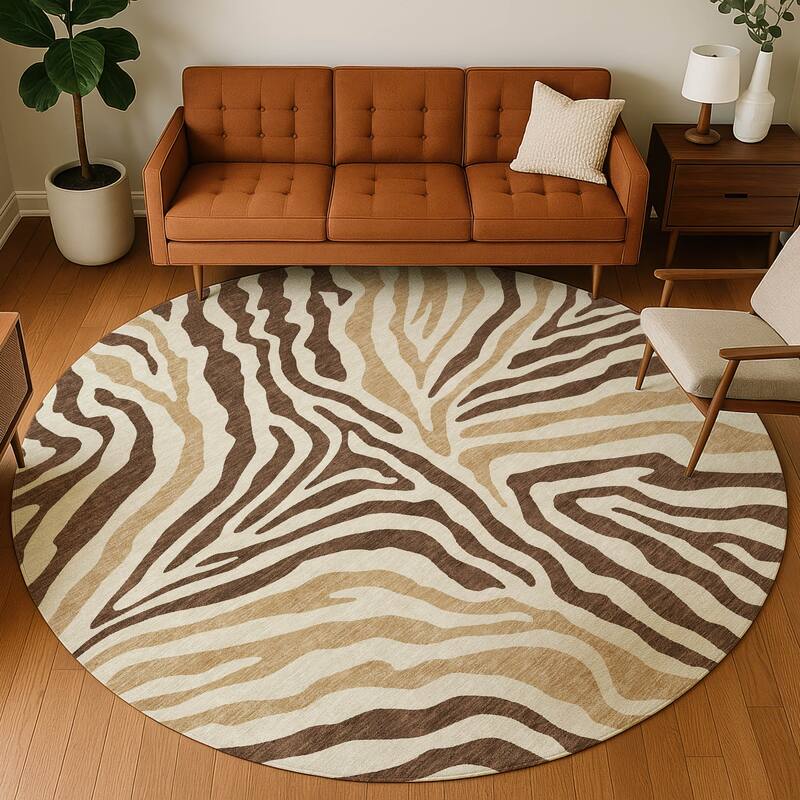 Machine Washable Indoor/ Outdoor Modern Prints Chantille Rug