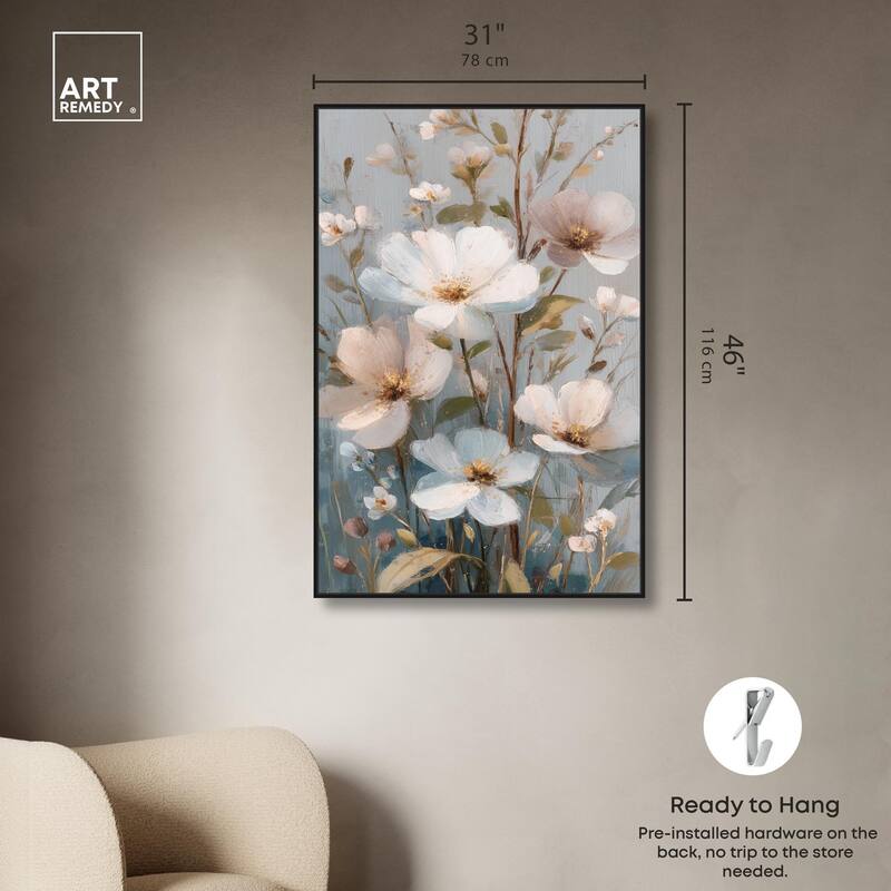 Vintage White Meadow Canvas by Art Remedy