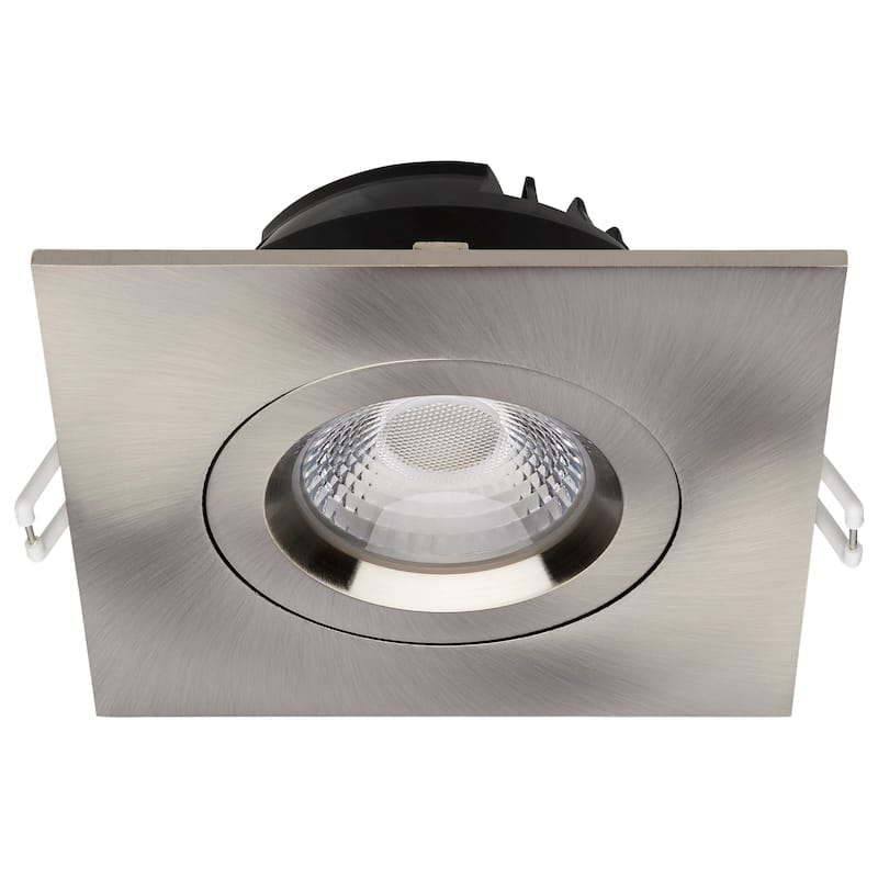 12W LED Direct Wire Downlight Gimbaled 4In CCT Selectable Square Remote Driver Brushed Nickel 850L - Brushed Nickel