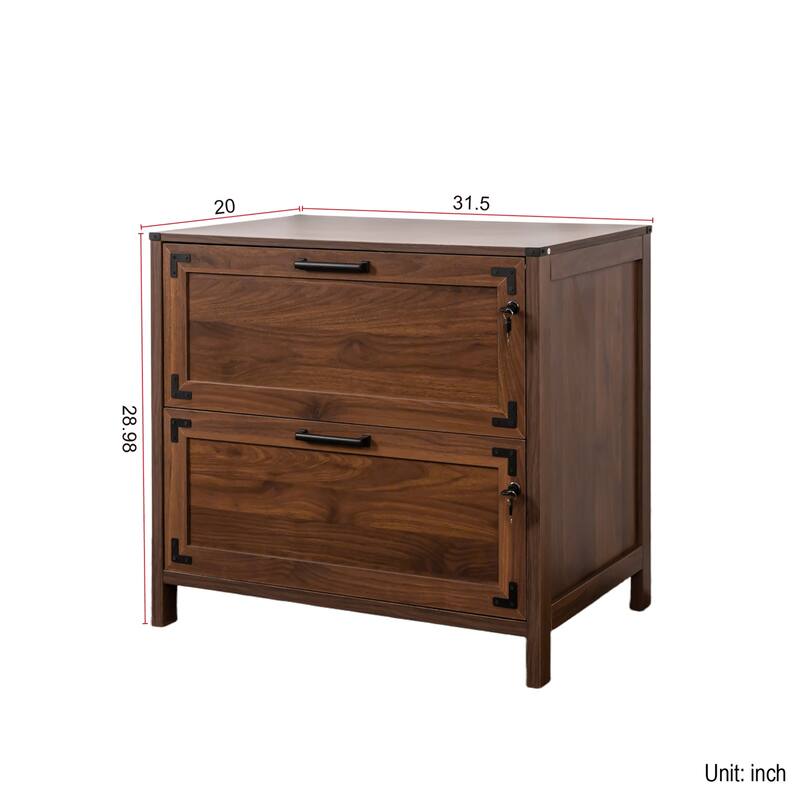 2 Drawer Filing Farmhouse File Cabinet with Lock for Home Office