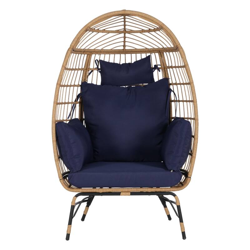 Wicker Egg Chair,Rattan Large Egg Chair Indoor Outdoor,with Ottoman