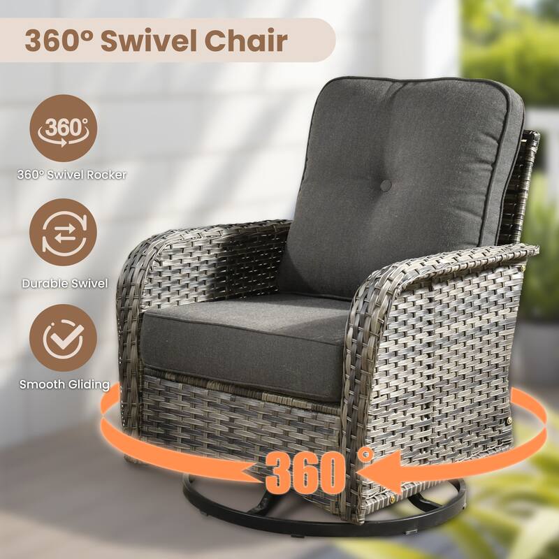 XIZZI 7-Piece Patio Wicker Furniture Conversation Swivel Chairs Set