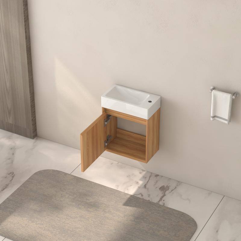 Bathroom Vanity with Sink Small Wall Mounted Storage Cabinet - 16" W x 19.29" H