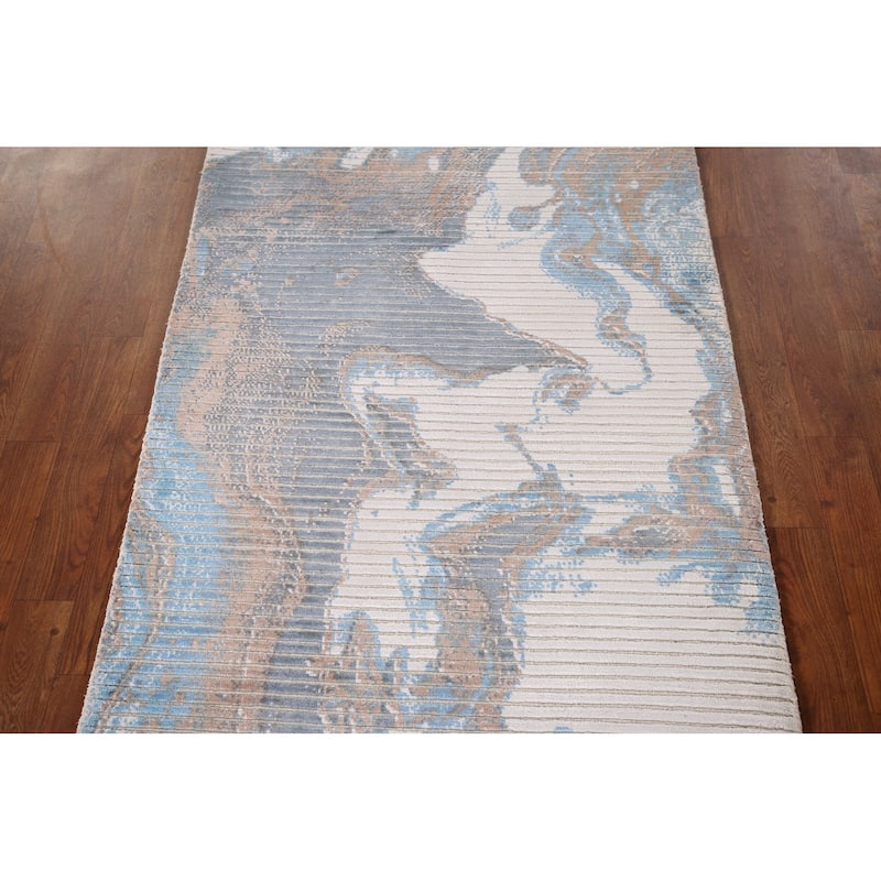 Abstract Oriental Accent Rug Handmade Wool Carpet - 3'0" x 5'1"