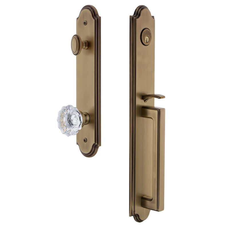 Grandeur Arc Solid Brass Rose Dummy Full Plate "D" Grip Handleset with - Vintage Brass